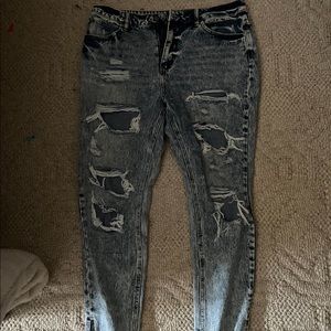 Fashion Nova medium wash destressed jeans